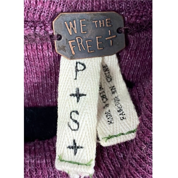 Free People We The Free Lover Split‎ Back Ribbed Turtleneck Sweater, Plum - S - Picture 7 of 9